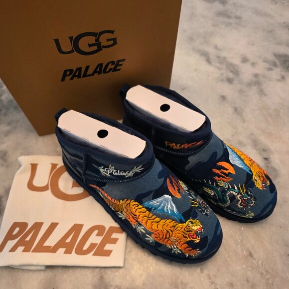New Ugg x Palace Ultra Mini Boot Blue Camo - Picture 2 of 13